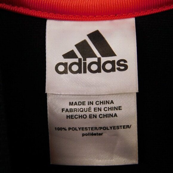 Adidas Track Jacket Kids Sz 7 Black Red Large Logo Boys Girls Full Zip - Picture 6 of 7